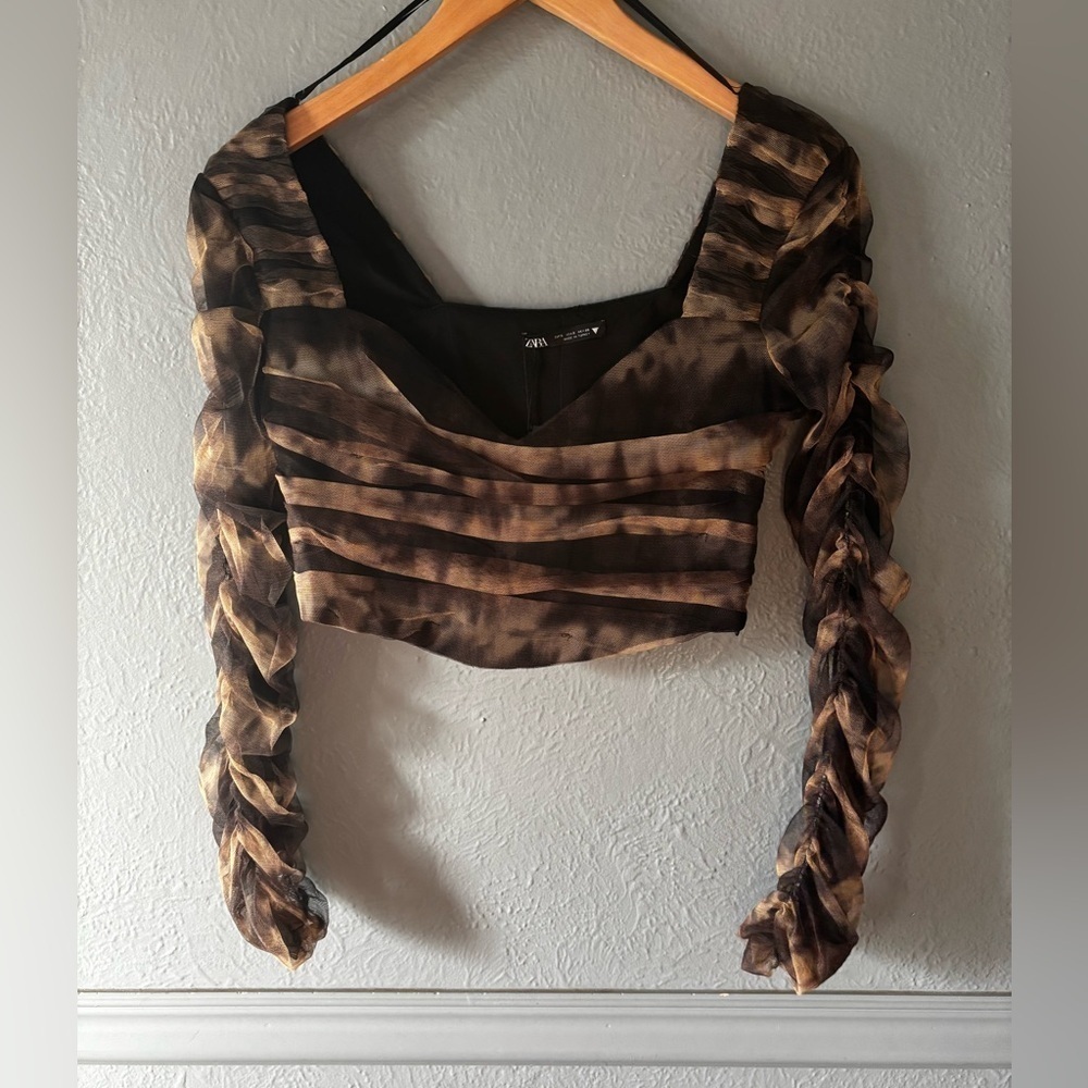 Zara | cropped | long sleeve | layered | top | s